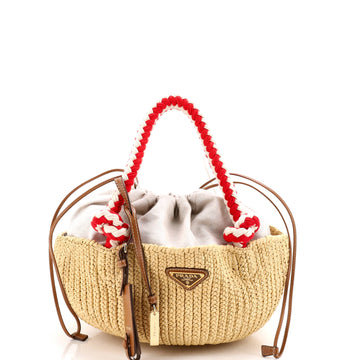 Prada Basket Tote Crochet Raffia Small