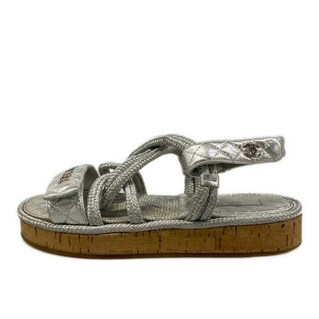 Chanel Silver Leather Women's Sandals