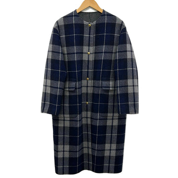 Drawer Double-Faced Check Coat Navy