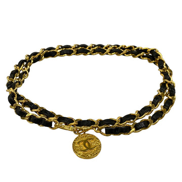 Chanel Gold Black Hardware Lambskin Belt