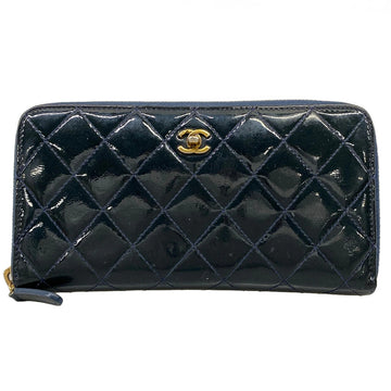 Chanel Matelasse Navy Patent Leather