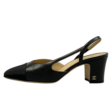 Chanel Slingback Shoes Black Goatskin