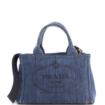 Prada Canapa Convertible Tote Denim Mini