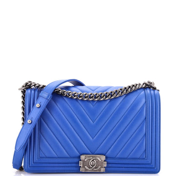 Chanel Boy Flap Bag Chevron Calfskin New