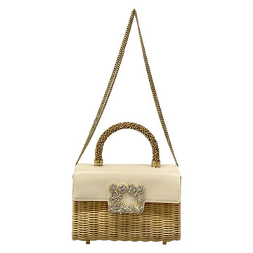 Roger Vivier Beige Cream Rattan Leather
