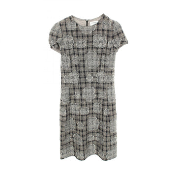 Chanel Camellia Check Tweed Shirt Dress