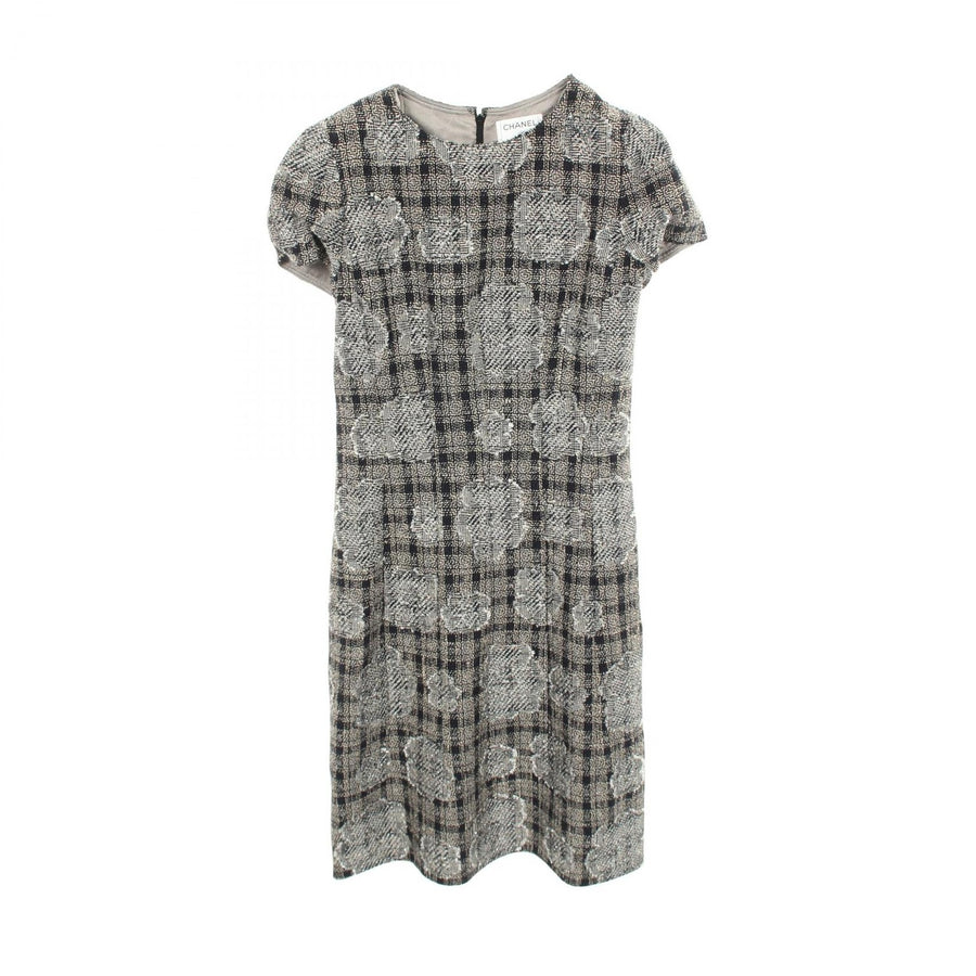Chanel Camellia Check Tweed Shirt Dress