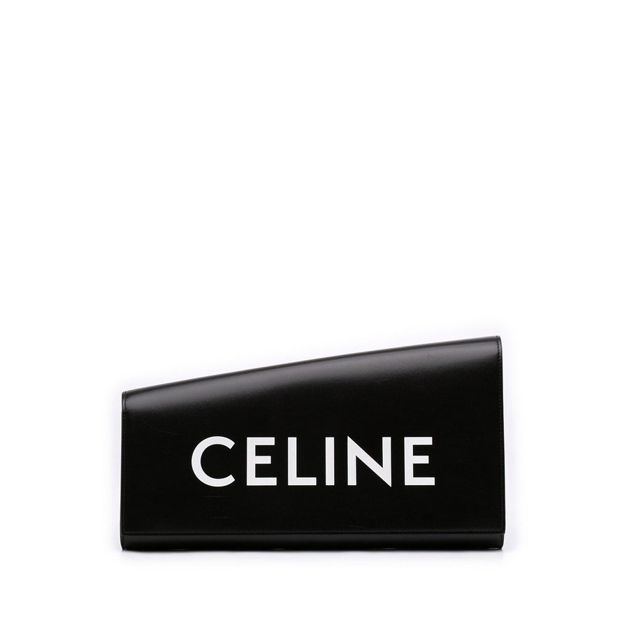Celine Leather Asymmetric Logo Clutch