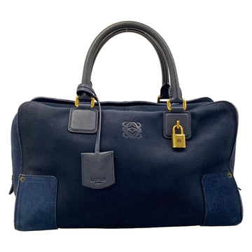 Loewe Amazona 36 Navy Suede Handbag