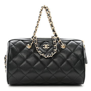 Chanel Caviar Quilted Barrel Clutch With