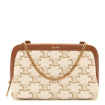 Celine Lambskin Triomphe Canvas Clutch