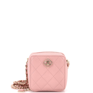 Chanel Diamond Cc Zip Crossbody Quilted
