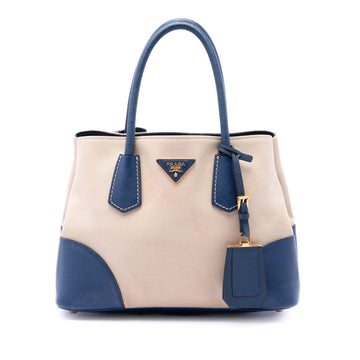 Prada Cuir Double Tote Canvas And