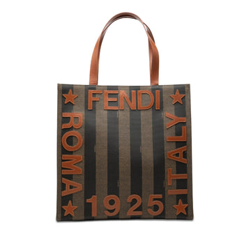 Fendi Pequin Coated Canvas Logo Tote