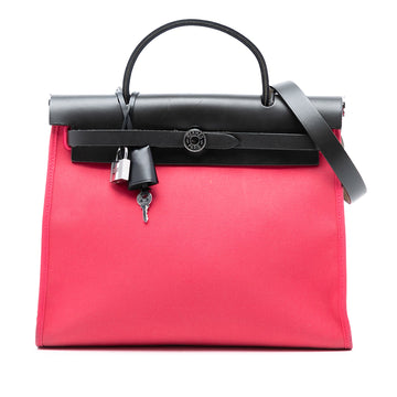 Hermes Herbag Zip Leather And Toile 31