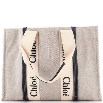Chloe Woody Tote Canvas With Leather