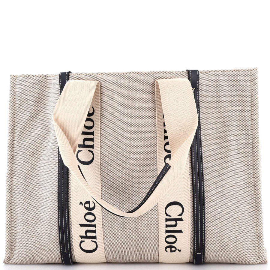 Chloe Woody Tote Canvas With Leather