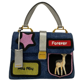 Miumiu Navy Silver Multi Denim Leather