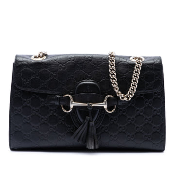 Emily Chain Flap Bag Guccissima Leather