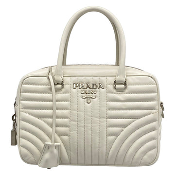 Prada Diagram White Leather Handbag