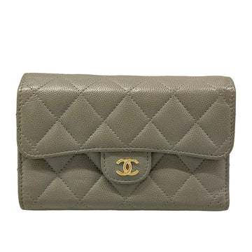 Chanel Matelasse Gray Calfskin Trifold
