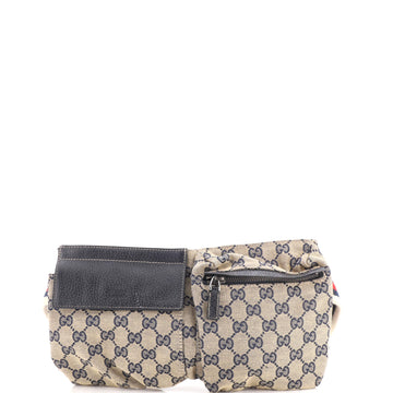 Gucci Vintage Double Belt Bag Gg Canvas
