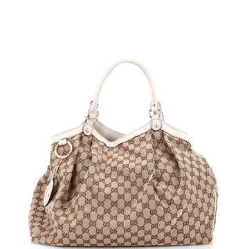 Gucci Sukey Tote Gg Canvas With Leather