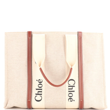 Chloe Woody Tote Canvas With Leather