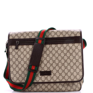 Gucci Web Strap Messenger Bag Gg Coated