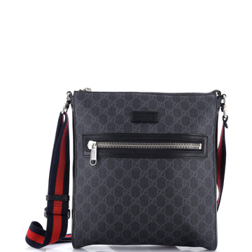 Gucci Web Strap Front Zip Messenger Bag
