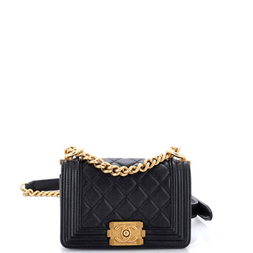 Chanel Boy Flap Bag Quilted Caviar Mini