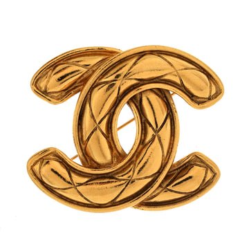 Chanel Vintage Quilted Cc Brooch Metal
