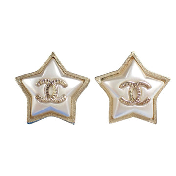 Chanel Cc Logo Star Earrings Sterling