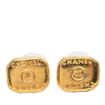 Chanel Cc Logo Stud Earrings Metal Gold-