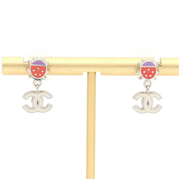 Chanel Cc Logo Ladybug Earrings Metal