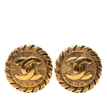 Chanel Cc Logo Round Clip-On Earrings