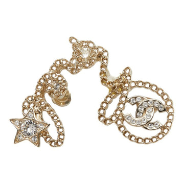 Chanel Cc Logo Star Earrings Metal Gold-