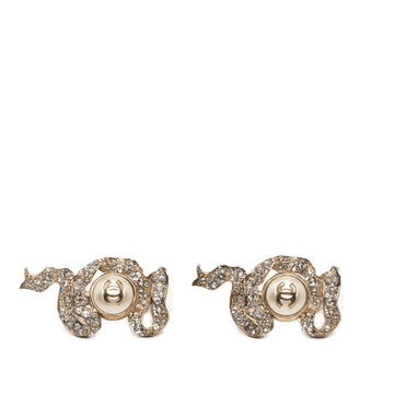 Chanel Cc Logo Earrings Metal Gold-Tone
