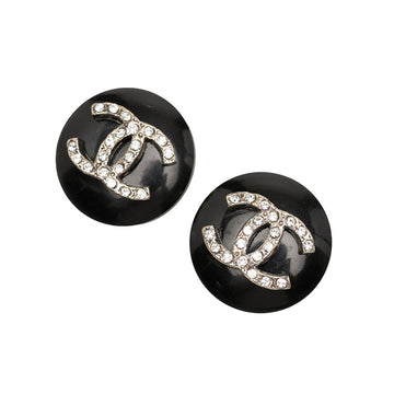 Chanel Cc Logo Clip-On Earrings Silver-