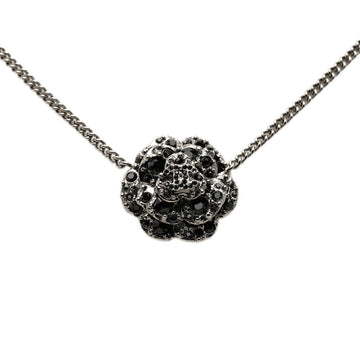Chanel Cc Logo Pendant Necklace Silver-