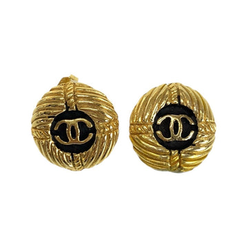 Chanel Cc Logo Earrings Gold-Tone Metal