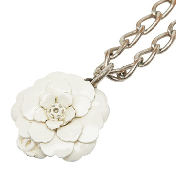 Chanel Cc Logo Pendant Necklace Silver-