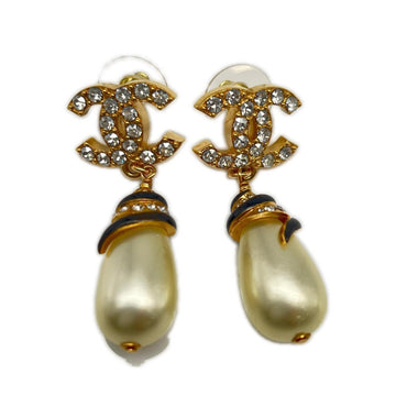 Chanel Cc Logo Earrings Gold-Tone Metal