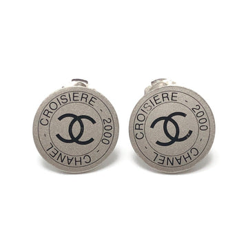 Chanel Cc Logo Clip-On Earrings Silver-