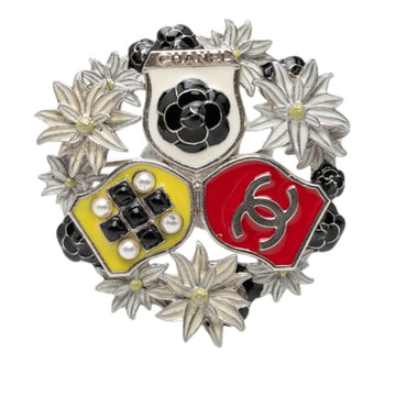 Chanel Cc Logo Brooch Silver-Tone Metal