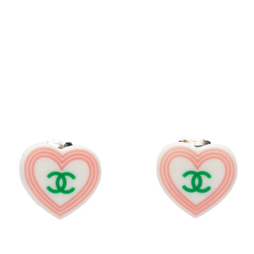 Chanel Cc Logo Heart Clip-On Earrings