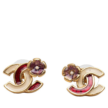 Chanel Cc Logo Stud Earrings Metal Gold-