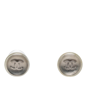Chanel Cc Logo Stud Earrings Silver-Tone