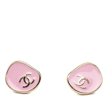 Chanel Cc Logo Stud Earrings Metal Gold-