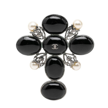 Chanel Cc Logo Brooch Silver-Tone Metal